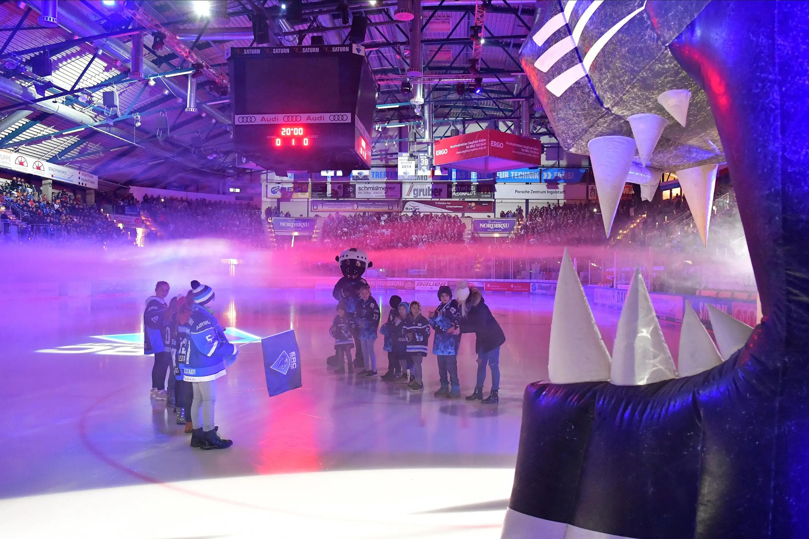 Stimmungsvolle Atmosphäre in der Saturn-Arena: Heute gegen Iserlohn
Foto: Johannes TRAUB / JT-Presse.de