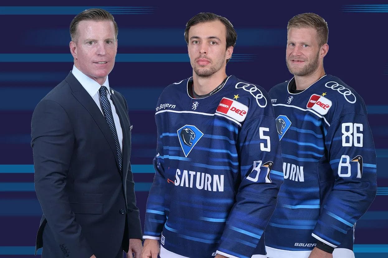 Co-Trainer Tim Regan, ERC-Kapitän Fabio Wagner und Daniel Pietta (v.l.n.r.) sind beim Deutschland-Cup dabei.