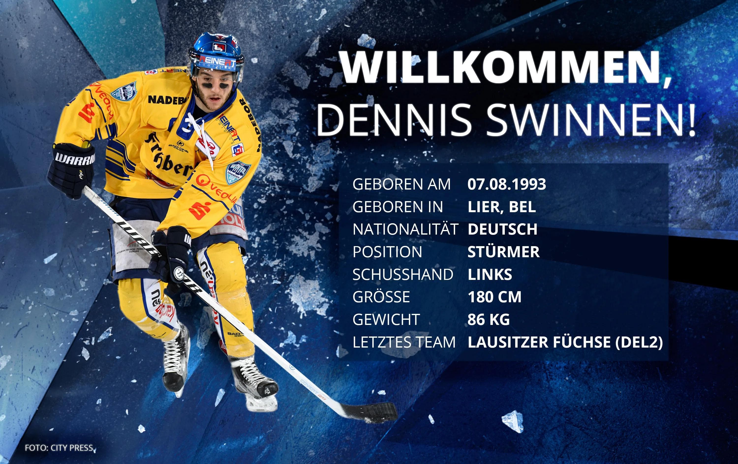 Dennis Swinnen hat beim ERC unterschrieben. City Press