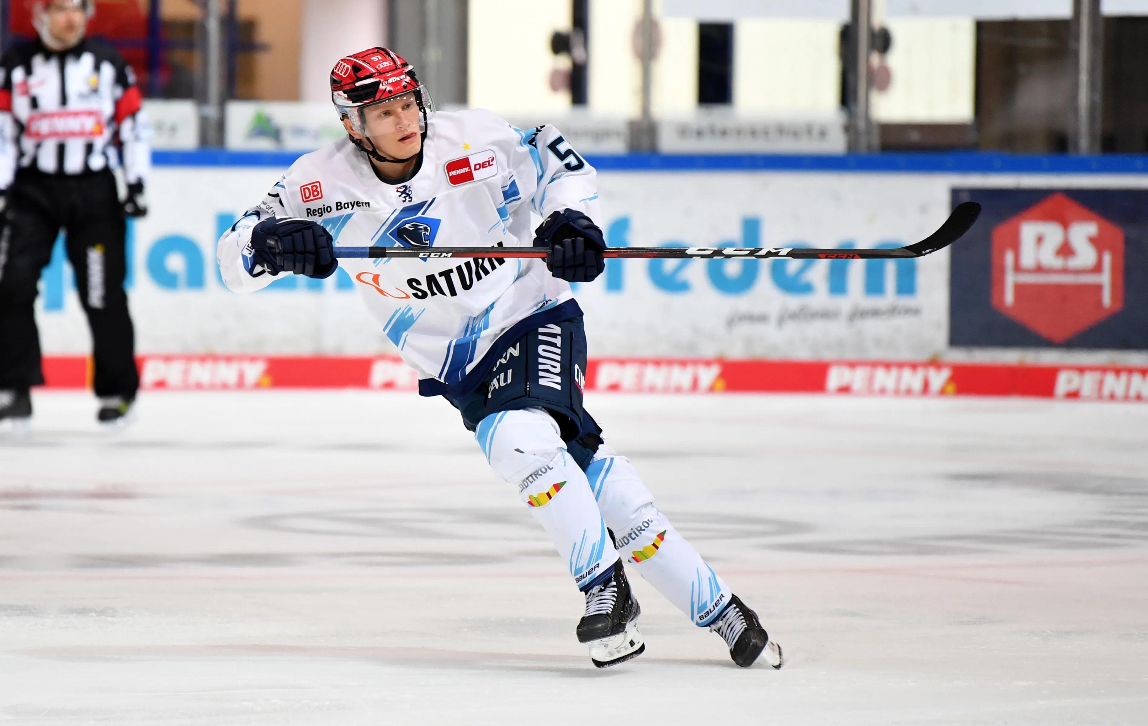 Marvin Feigl lief in der vergangenen Saison 32 Mal für Landsberg auf und feierte sein  DEL-Debüt.
Foto: Jonas Brockmann/DEL-Fotosharing