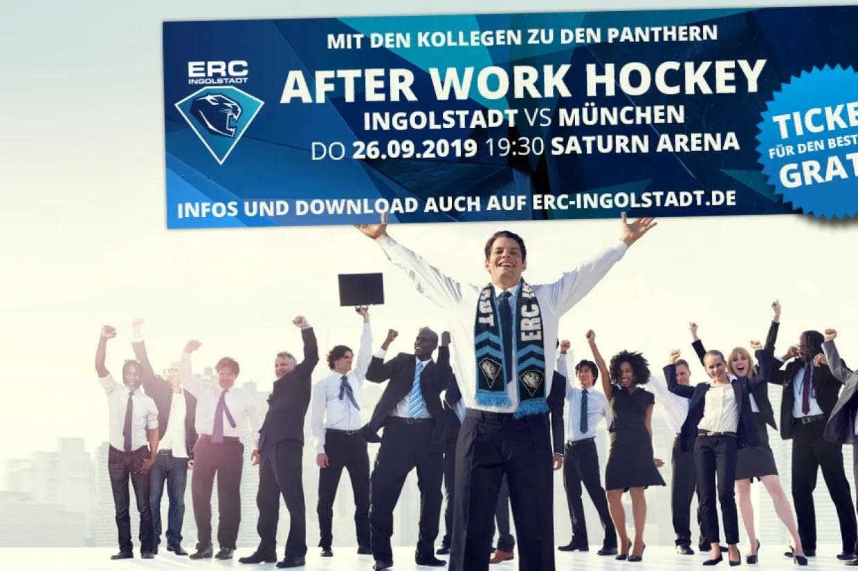 Bestellen Sie jetzt Ihre Tickets für das After Work Hockey des ERC Ingolstadt gegen Red Bull München und profitieren von den günstigen Gruppentarifen.
