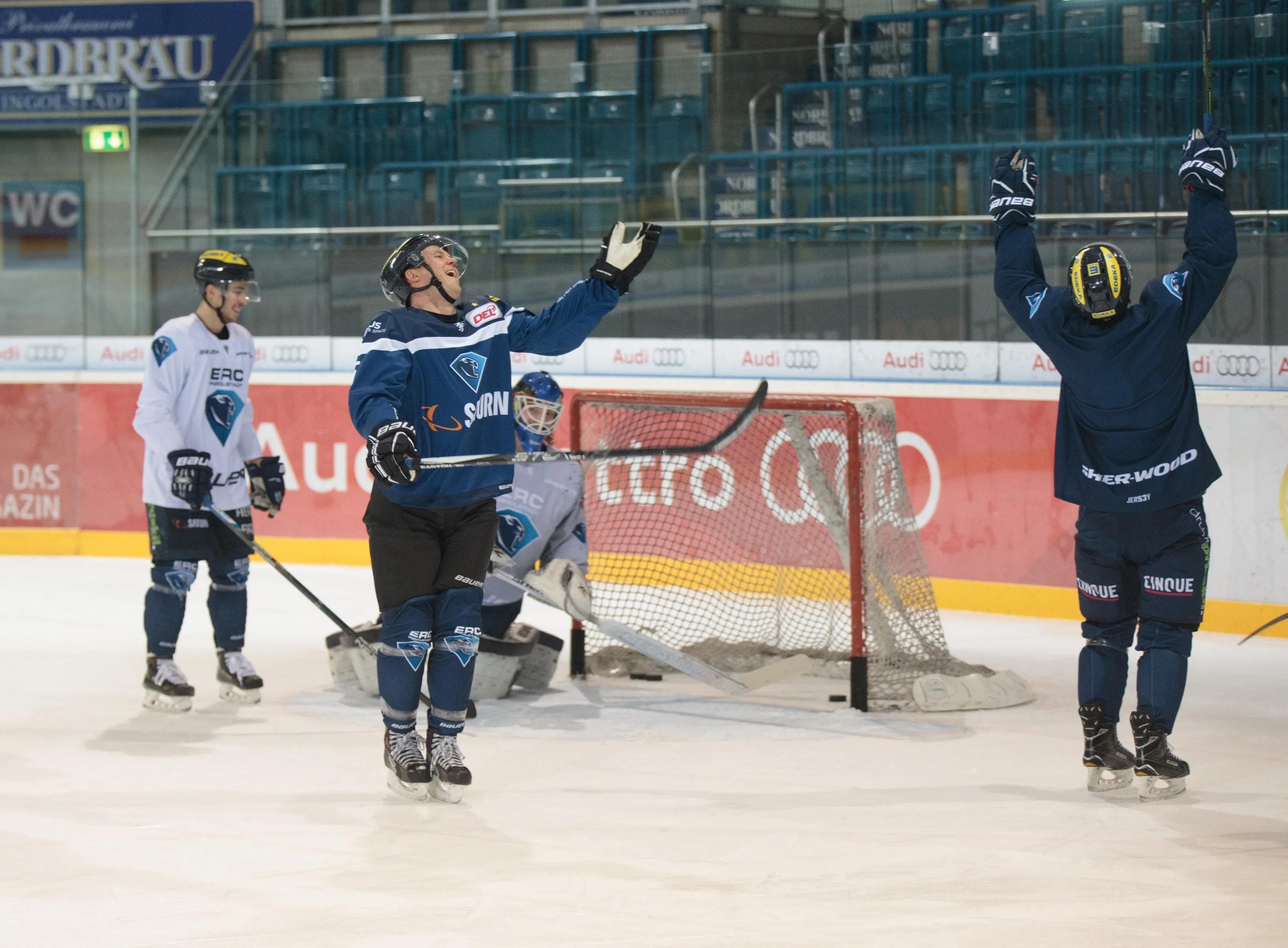Das Jubeln kennt Ekström aus ruhmreichen Rennen. Auch beim Eishockey hatte er dazu Anlass. Foto: Ritchie Herbert