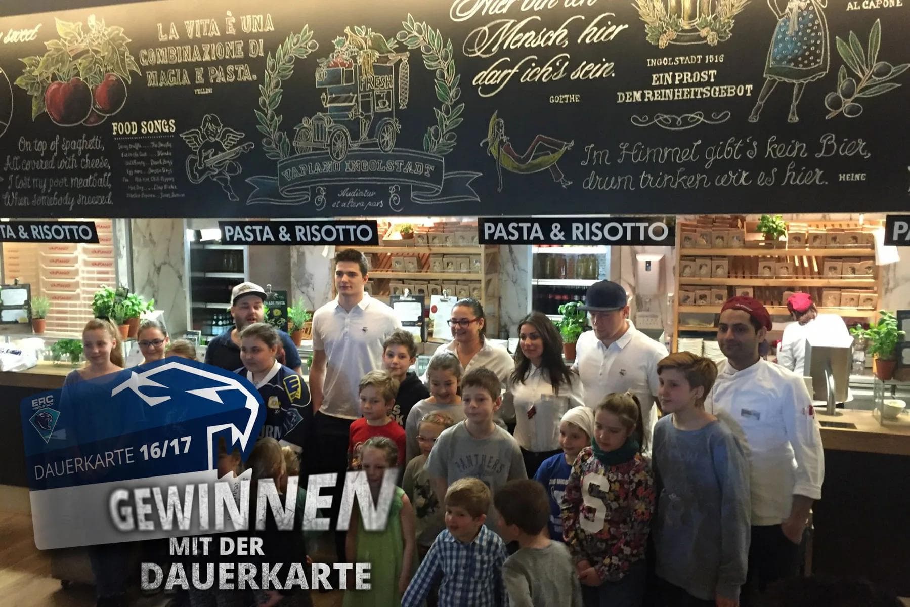 Gehe abendessen mit einem ERC-Spieler im Vapiano Ingolstadt