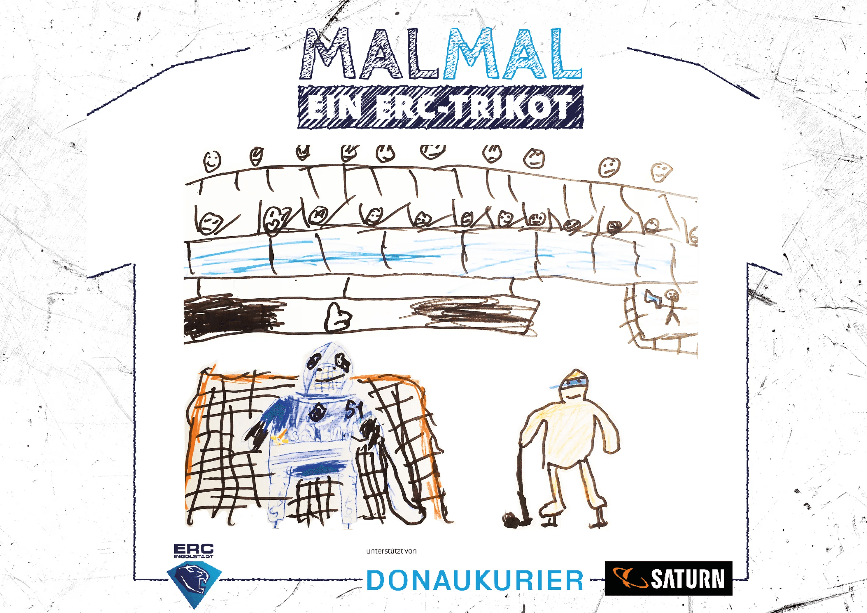 Raul (8 Jahre): "Auf meinem Bild verhindert Timo Pielmeier gerade ein Tor von den Adlern Mannheim und die Fans feiern ihn dafür!"