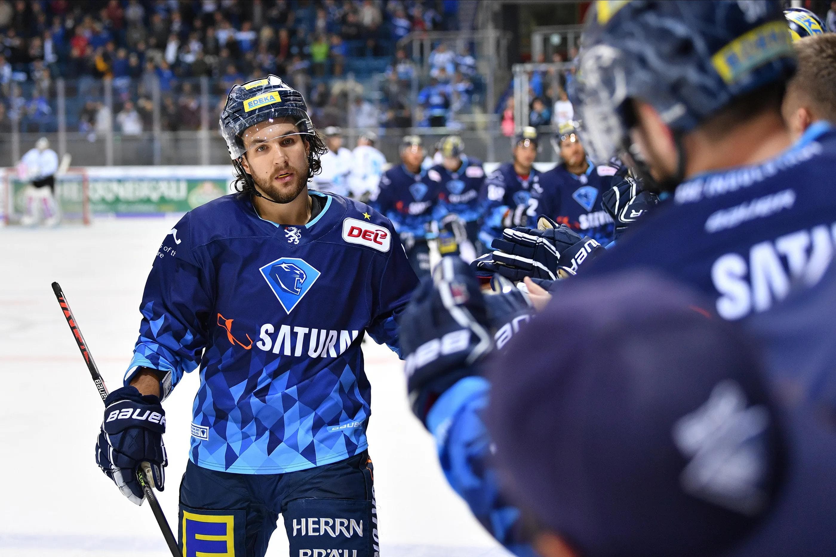 Können die Panther um Kris Foucault morgen beim Ex-Club des Kanadiers wieder jubeln?
Foto: Johannes TRAUB / JT-Presse.de