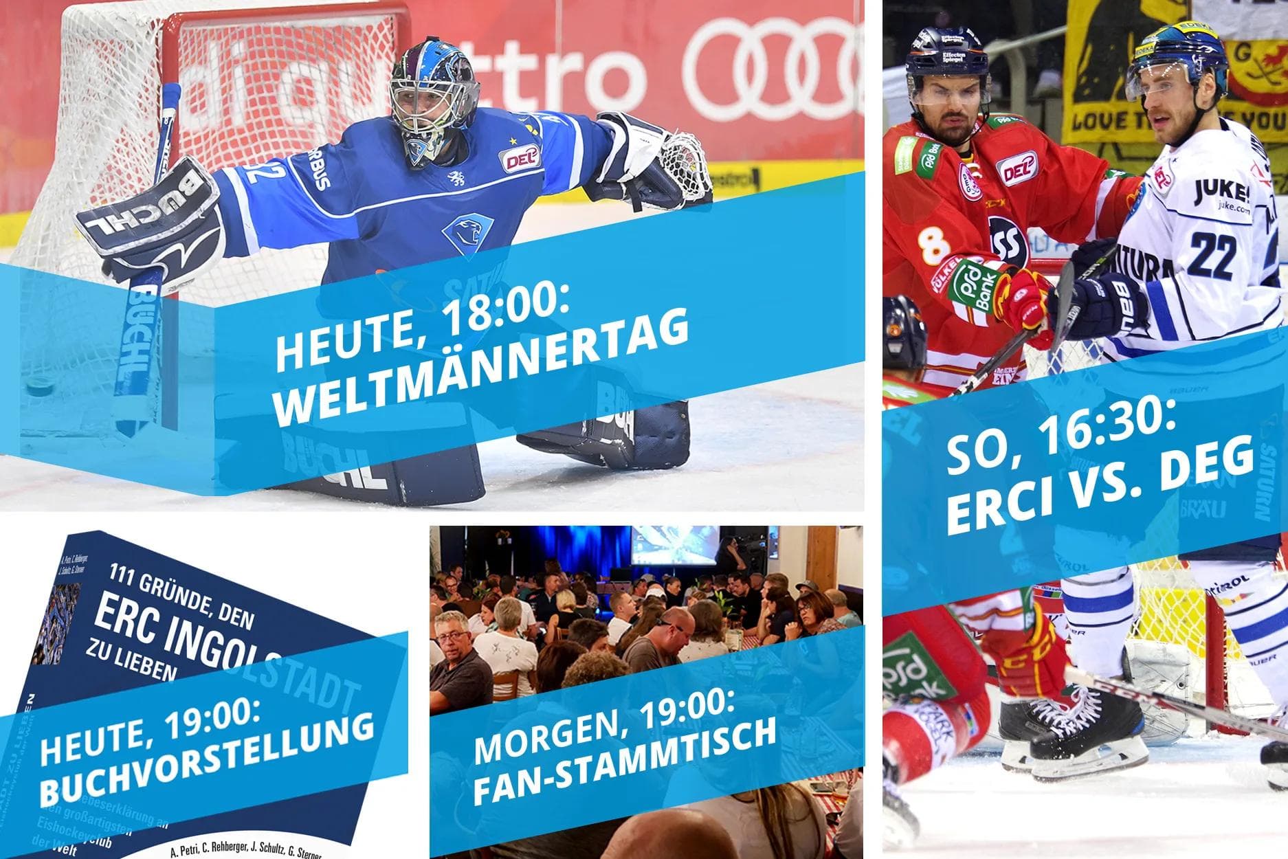 Tolle Woche für alle ERC-Fans: Vier Veranstaltungen mit Panthern.
Fotos: Traub, Häfner